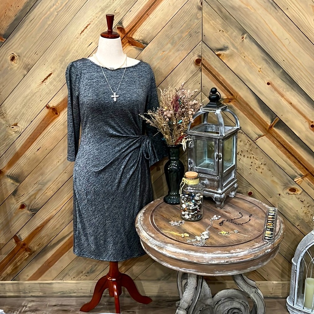 Gray faux wrap dress
